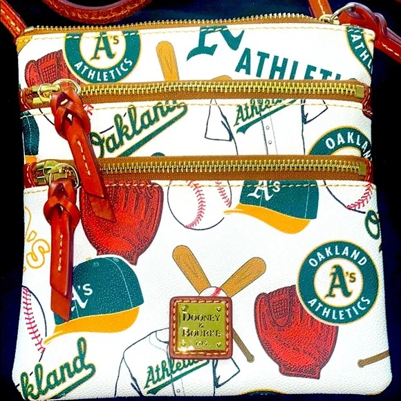 Dooney & Bourke Athletics Triple-Zip Crossbody Bag - White and Brown - Picture 5 of 11